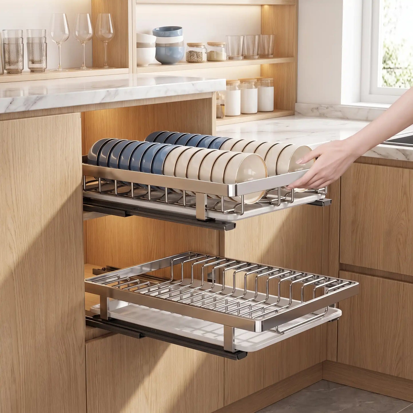 Tiroir coulissant égouttoir inox | Séchage rapide