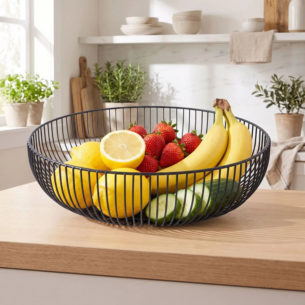 corbeille a fruit idéale pour un gain d'espace qui embellie votre cuisine