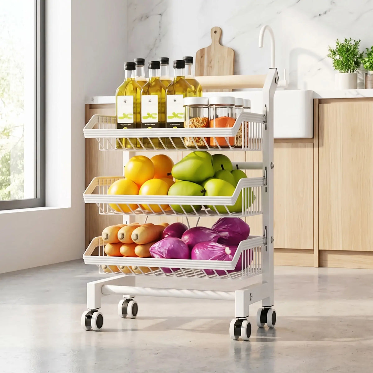 desserte a roulette idéale pour vos différents bouteilles et épices adéquatement