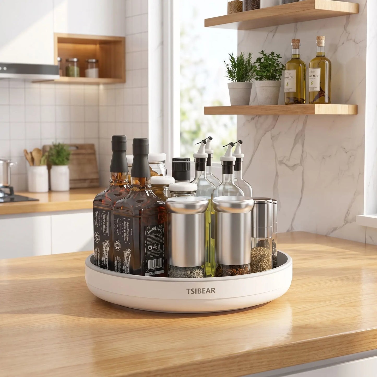 plateau tournant parfait pour garder votre cuisine propre et organisée 