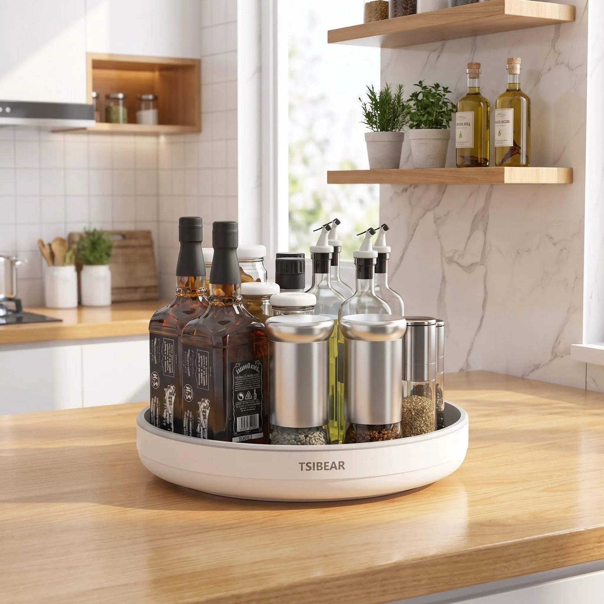 plateau tournant parfait pour garder votre cuisine propre et organisée 
