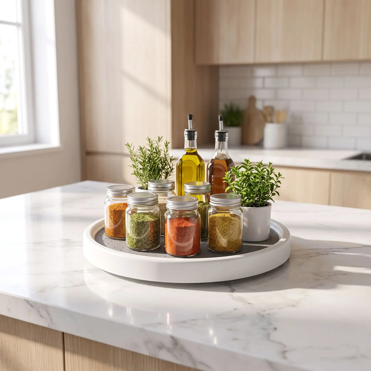 plateau tournant idéal pour un rangement de vos épices dans la cuisine