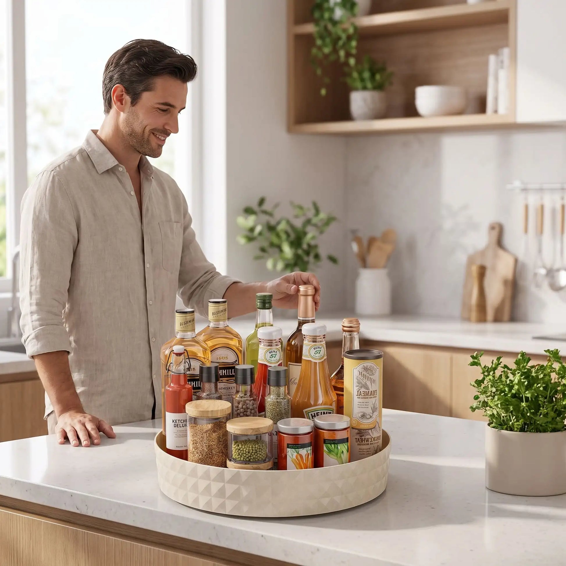 Plateau tournant idéale pour rangement propre dans votre cuisine