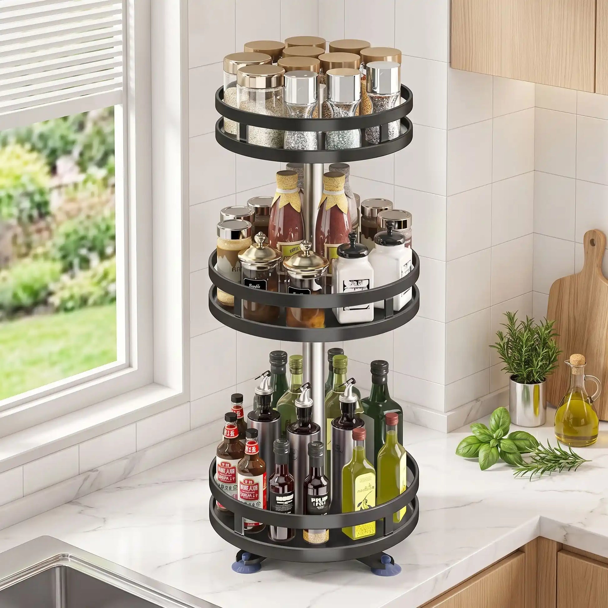 Plateau tournant idéal pour rangement optimal dans votre cuisine