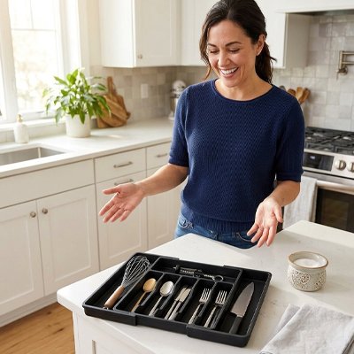 Range couvert pour optimiser l'espace de rangement des ustensiles