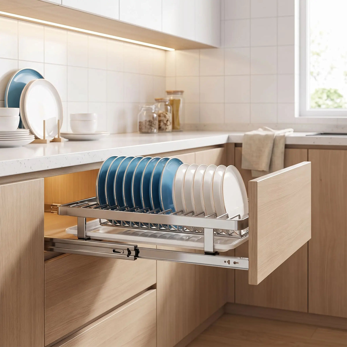 Tiroir coulissant égouttoir inox | Séchage rapide