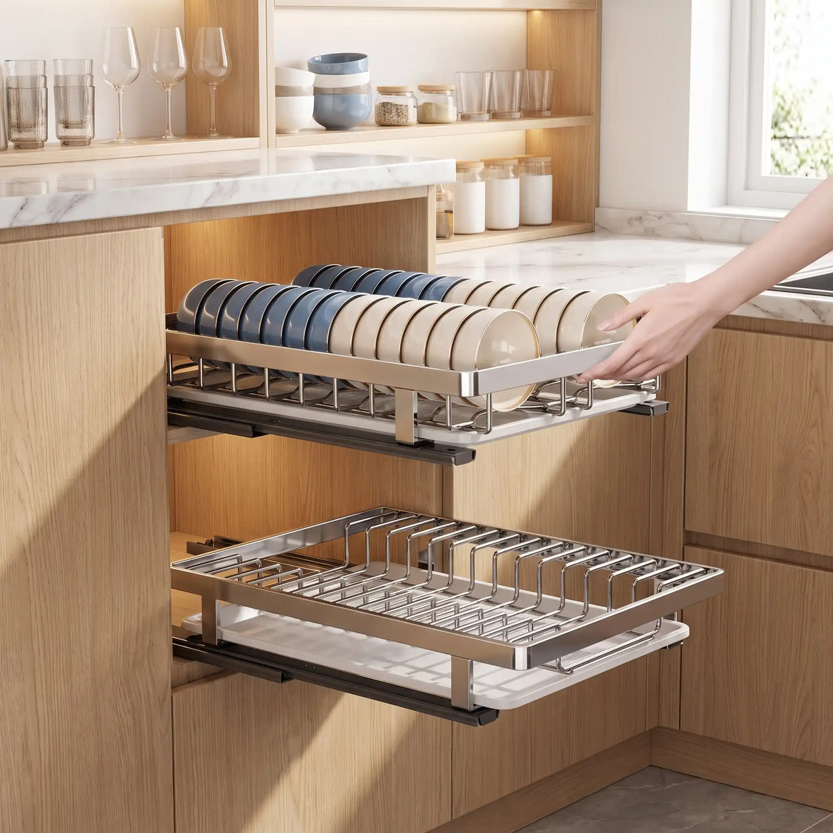 Tiroir coulissant égouttoir inox | Séchage rapide